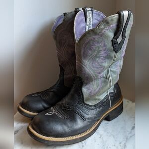 Ariat FatBaby Black and Purple Women's Round Toe Cowboy Boots
